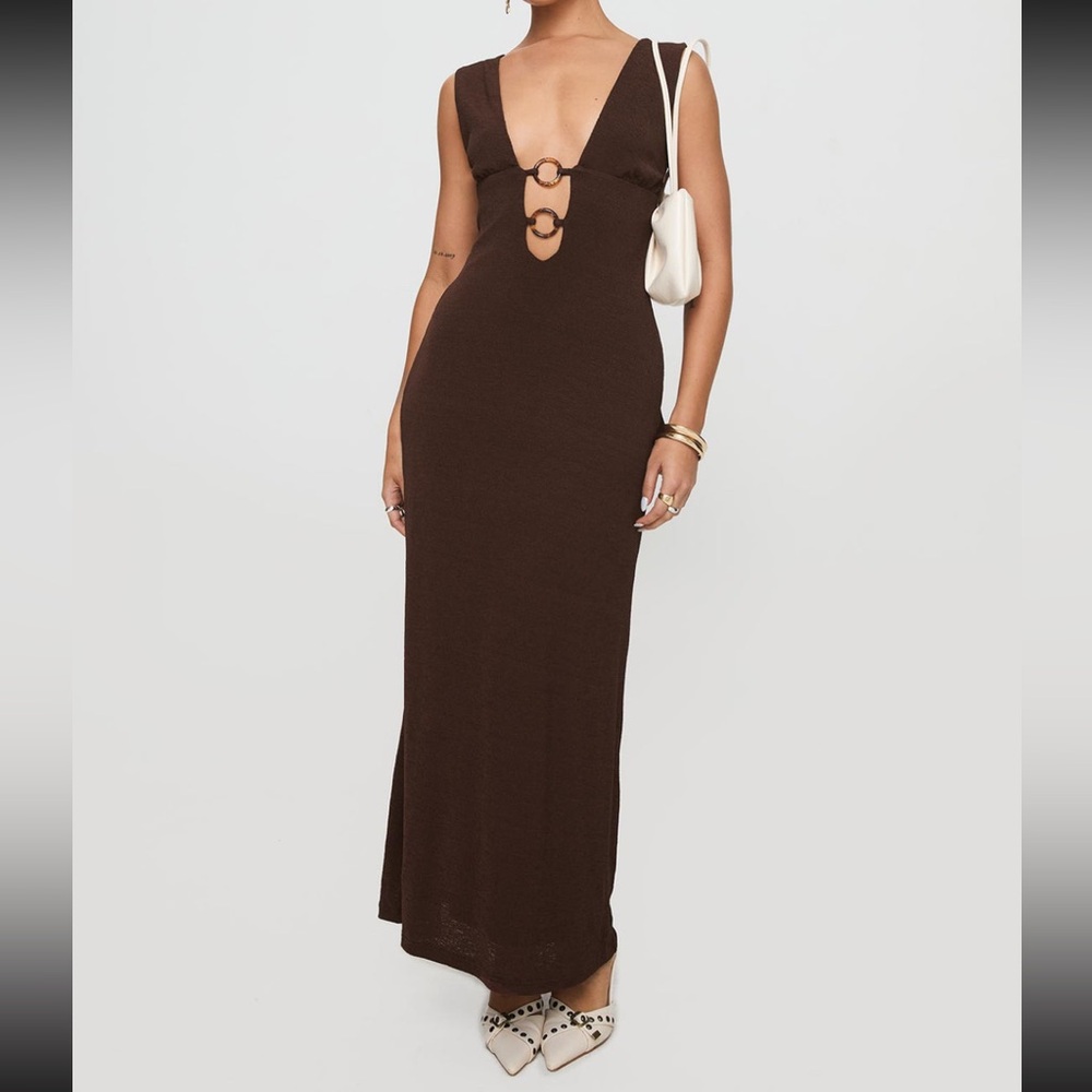Princess Polly - Steward Maxi Dress Chocolate (WORN ONCE) - Size 2